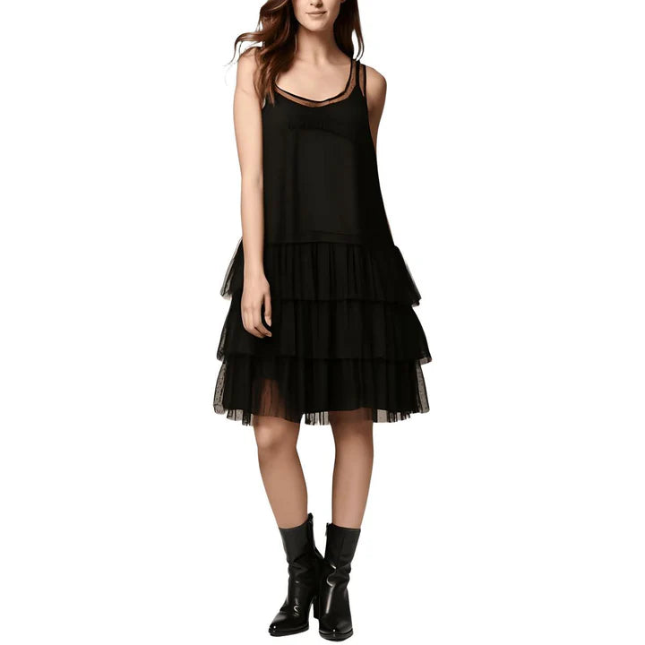 Lucky Brand Tiered Tulle Cocktail Dress - Black
