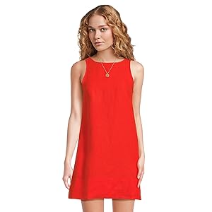 Madewell Mini Linen Shift Dress - Bright Flame