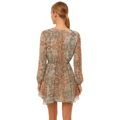 Misa Los Angeles Barocco Floral Print Dress - Grn/Org