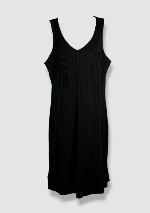 MSK V-Neck Sleeveless Knit Dress - Black