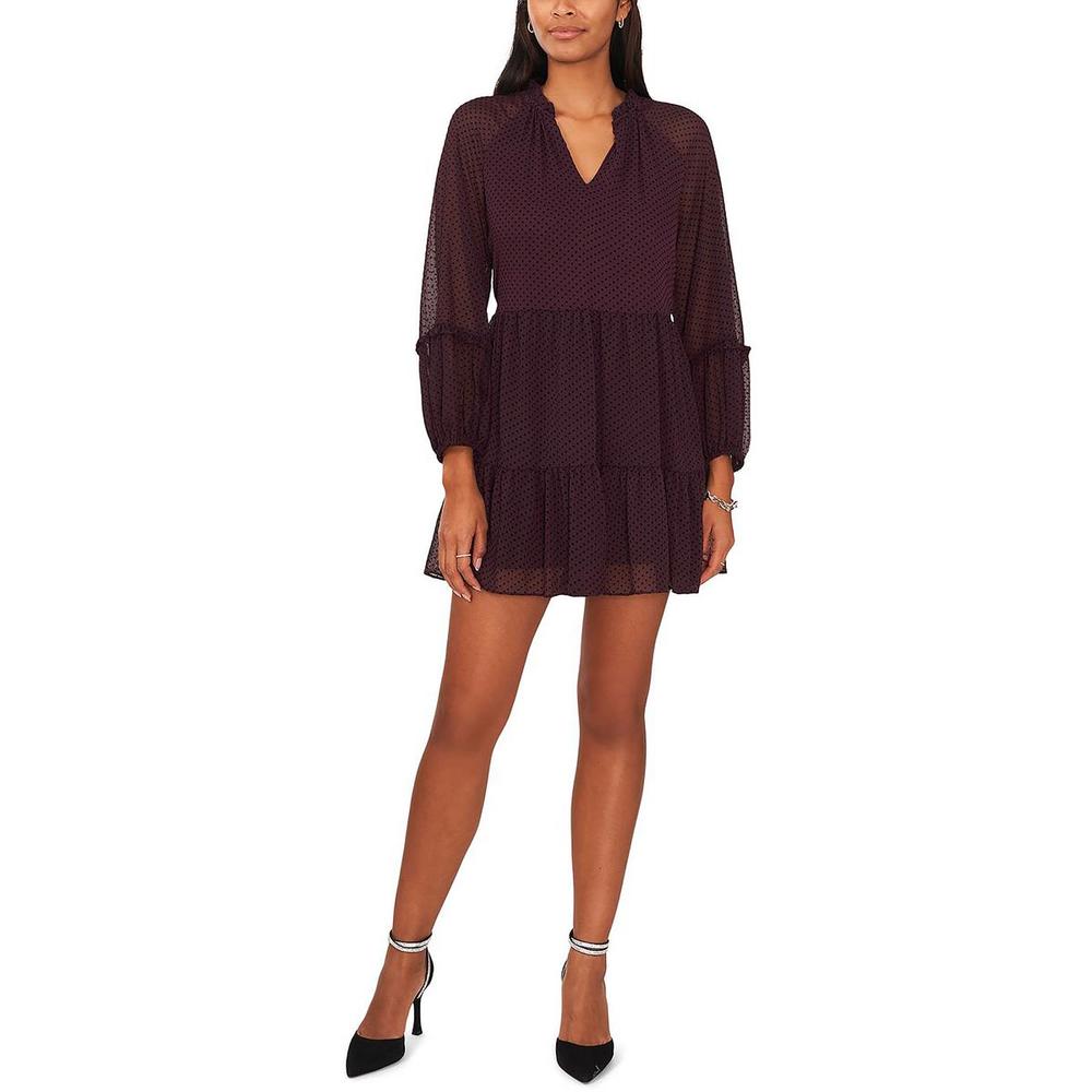 MSK Chiffon Polka Dot Shift Dress - Purple