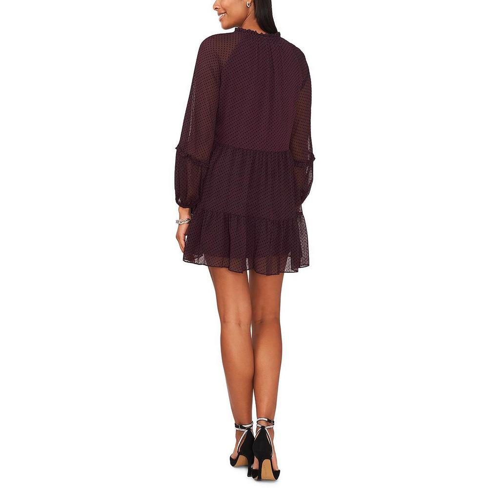 MSK Chiffon Polka Dot Shift Dress - Purple