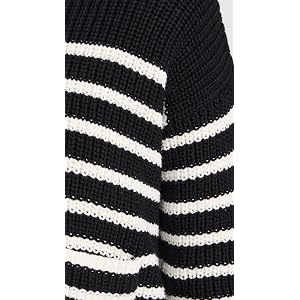 Madewell Striped Ribbed Polo Cardigan Sweater - Blk/Wht