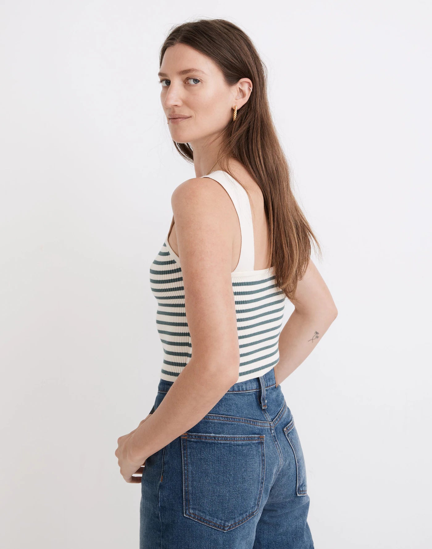 Madewell Dearing Square Neck Cropped Sweater Tank  - Antique Cream