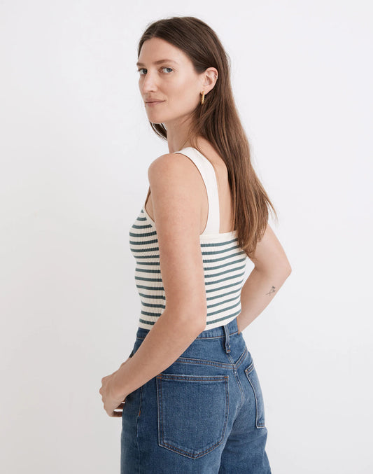 Madewell Dearing Square Neck Cropped Sweater Tank  - Antique Cream