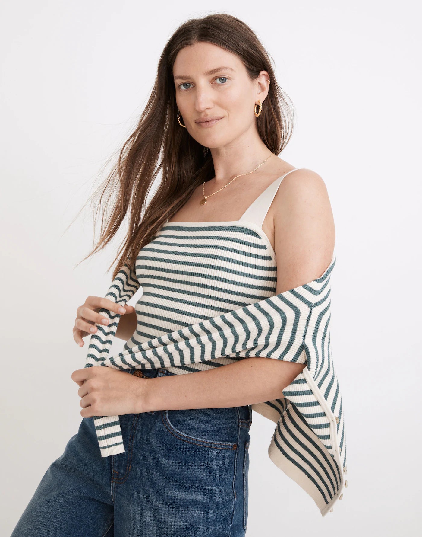 Madewell Dearing Square Neck Cropped Sweater Tank  - Antique Cream