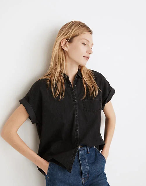 Madewell Denim Rolled Sleeve Shirt - Lunar Wash