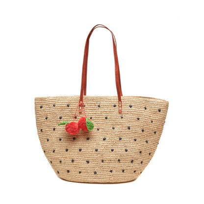 Mar Y Sol Florence Straw Tote w/ Cherries