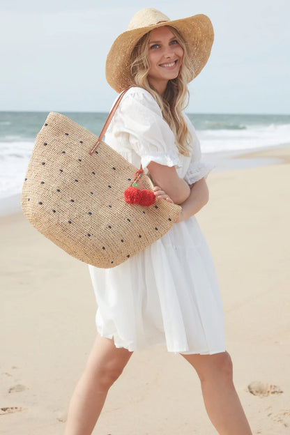 Mar Y Sol Florence Straw Tote w/ Cherries