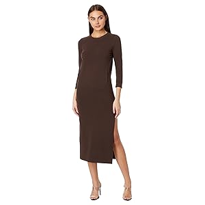 Norma Kamali 3/4 Sleeve Full Length Dress - Chocolate