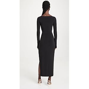 Norma Kamali Scoop Neck Side Slit Gown - Black