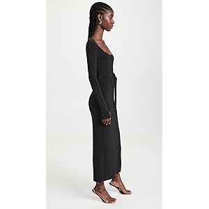 Norma Kamali Scoop Neck Side Slit Gown - Black