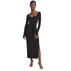 Norma Kamali Scoop Neck Side Slit Gown - Black