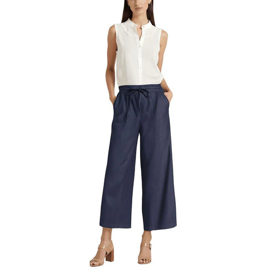 NYDJ Jayne Cotton Wide Leg Pant - Dk Blue Denim