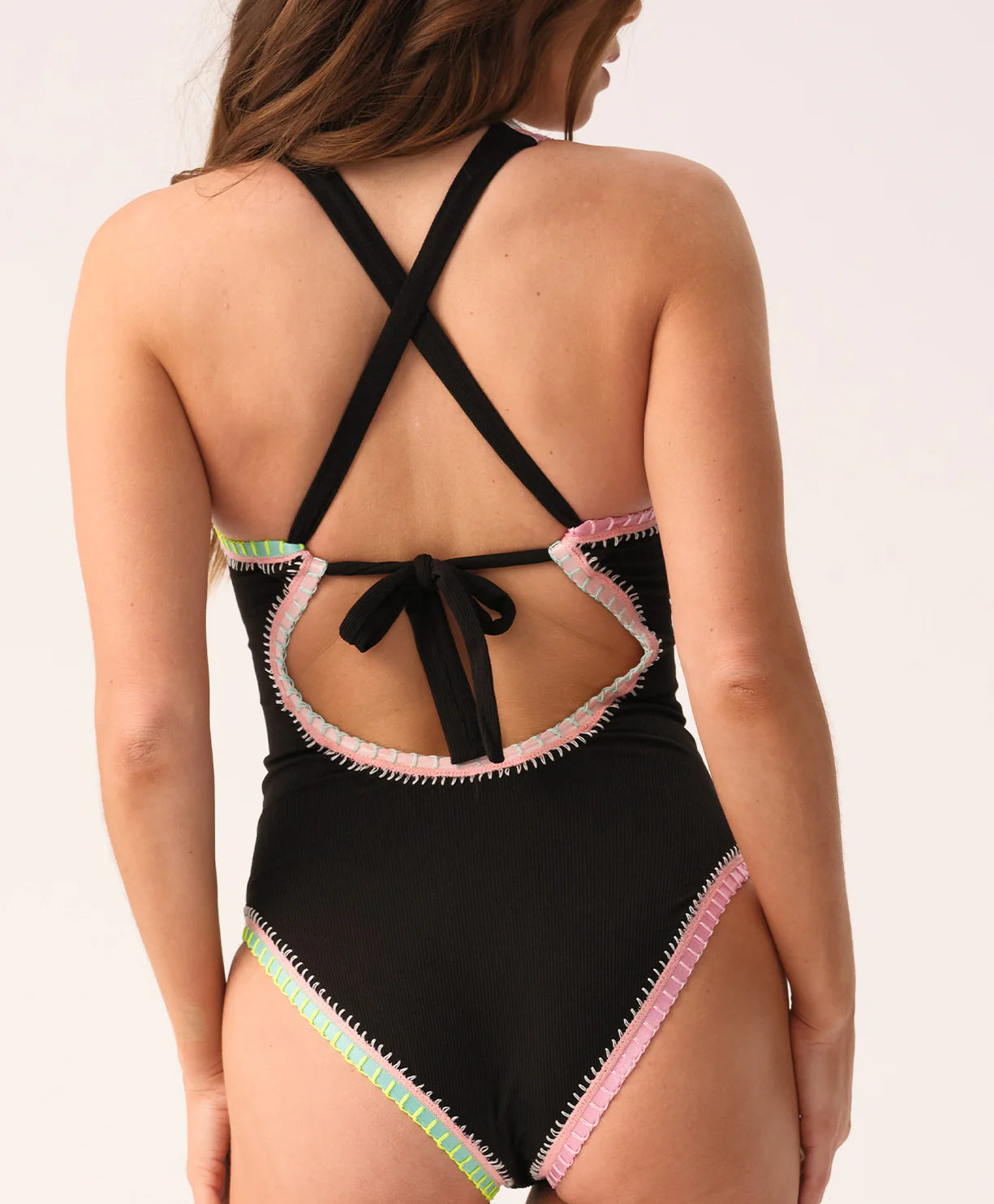 Solange Ferrarini x PQ Crochet Trim One Piece - Black Pearl