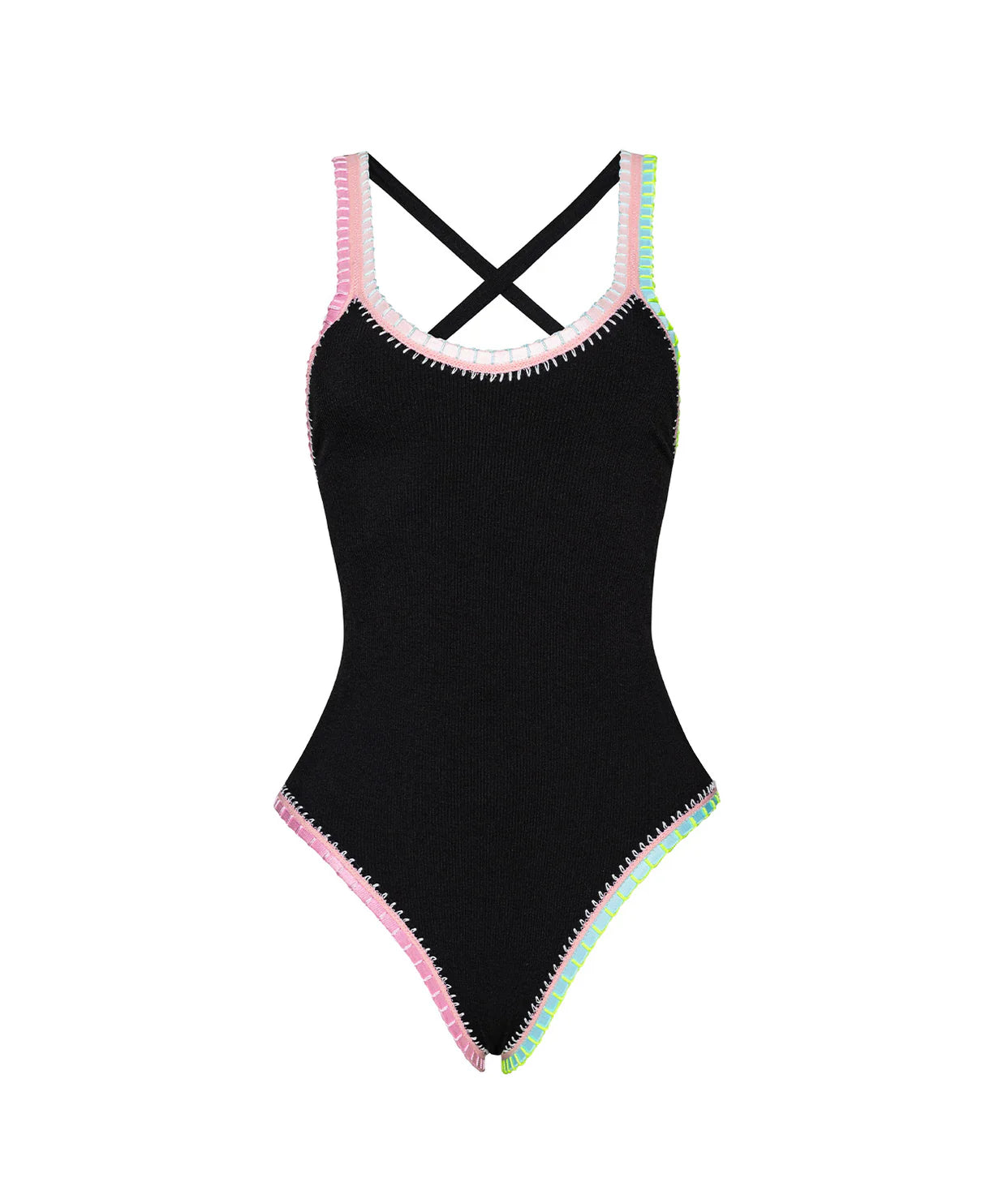 Solange Ferrarini x PQ Crochet Trim One Piece - Black Pearl