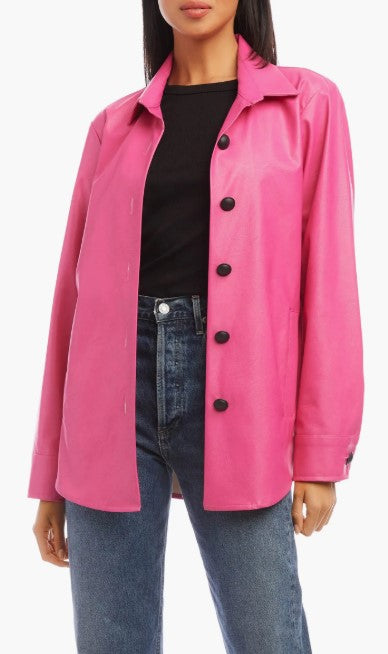 Fifteen Twenty City Faux Leather Jacket - Hot Pink