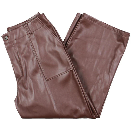 BAGATELLE.NYC Pork Chop Faux Leather Cropped Pants - Brown