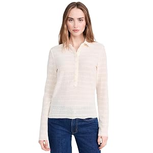 Rag & Bone Julia Open Knit Polo - Ivory