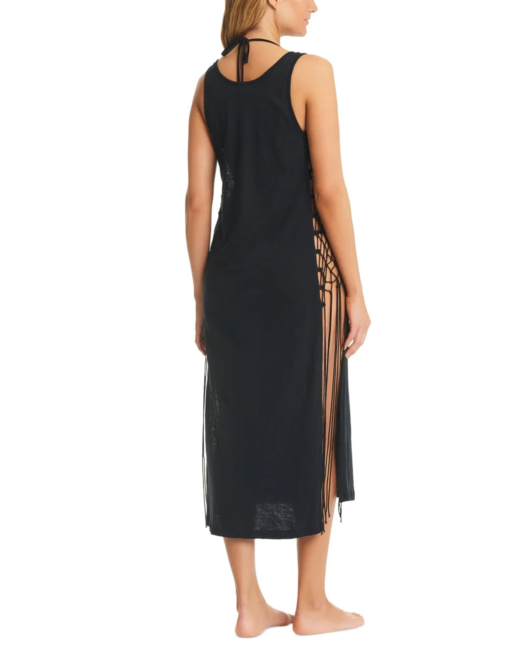Red Carter Tie Side Maxi Cover Up - Blk