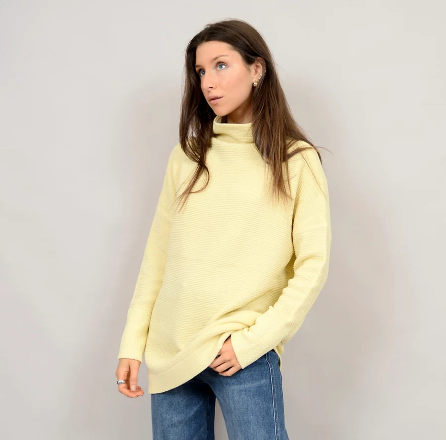 RD Style Nancy Ottoman Ribbed Mock Neck Sweater - Almond Oil