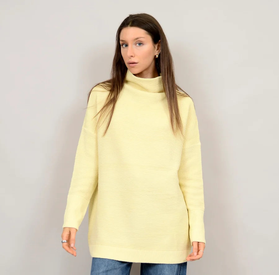 RD Style Nancy Ottoman Ribbed Mock Neck Sweater - Almond Oil