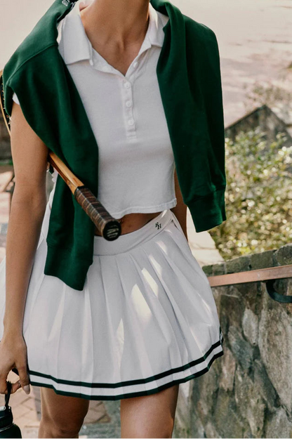 Recreational Habits Natasha Tennis Skirt - Wht/Grn
