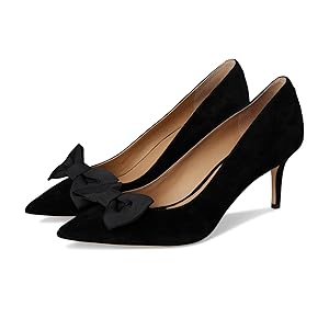 Ralph Lauren Lanette Bow-Trim Suede Pumps - Blk 6.5