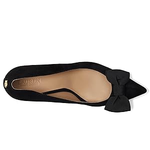 Ralph Lauren Lanette Bow-Trim Suede Pumps - Blk 6.5