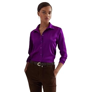 Lauren Ralph Lauren Satin Charmeuse Shirt - Purple Agate