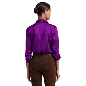 Lauren Ralph Lauren Satin Charmeuse Shirt - Purple Agate