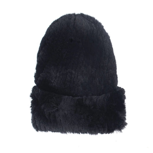 Surell Rex Slouchy Faux Fur Beanie - Blk