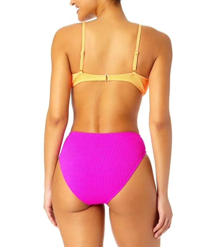 Salt & Cove Ribbed O-Ring Monokini Swimsuit - Peach/Magenta