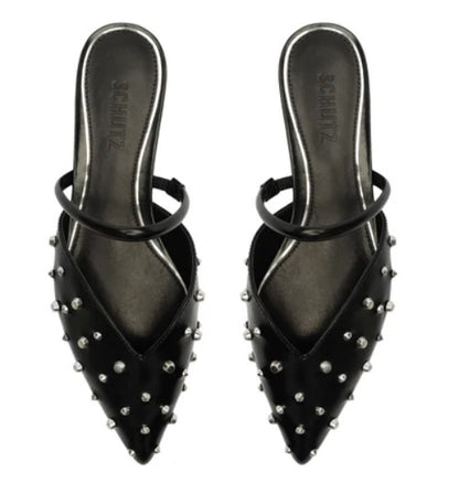 Schutz Gayle Flat - Blk/Silver 8.5