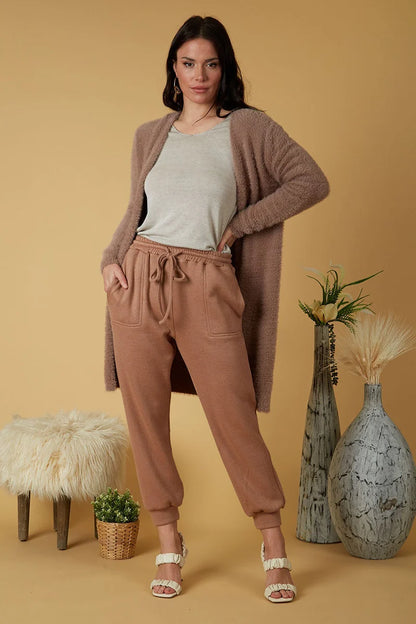 Scandal Ella Open Front Long Fuzzy Cardigan