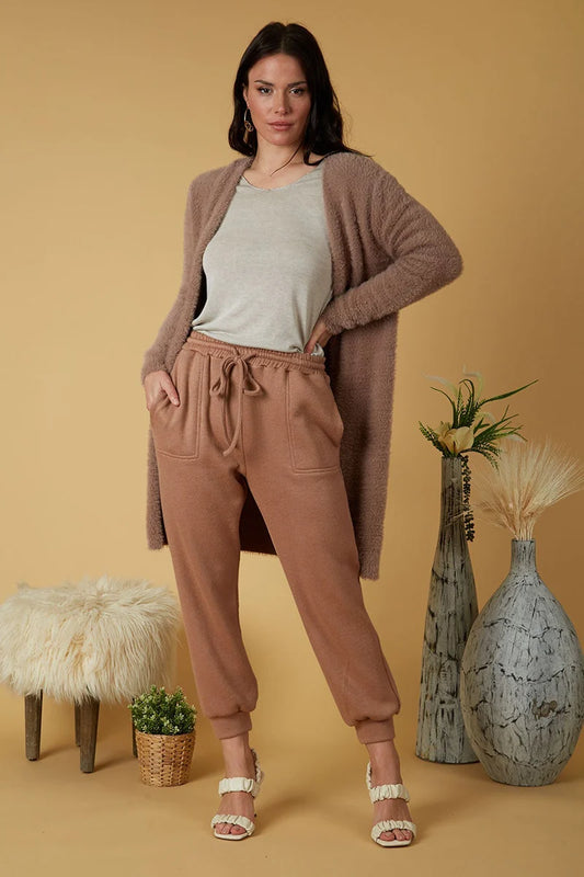 Scandal Ella Open Front Long Fuzzy Cardigan