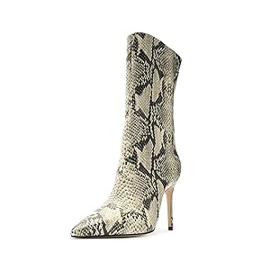 Schutz Mary Snakeskin Printed  Boot - Cream/Black
