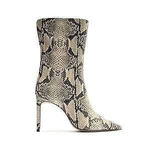 Schutz Mary Snakeskin Printed  Boot - Cream/Black