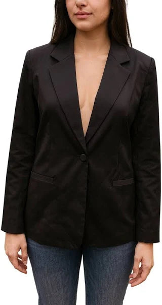 Spring + Mercer One Button Satin Blazer
