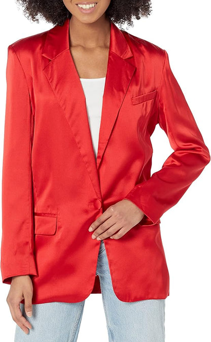 Steve Madden Sateen Blazer - Red