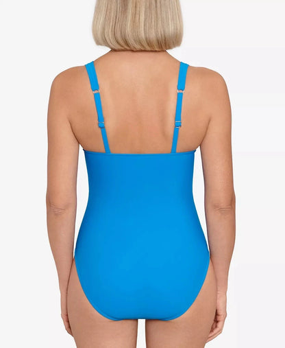 Swim Solutions Mio Plunge One Piece Swimsuit - Copen Blue