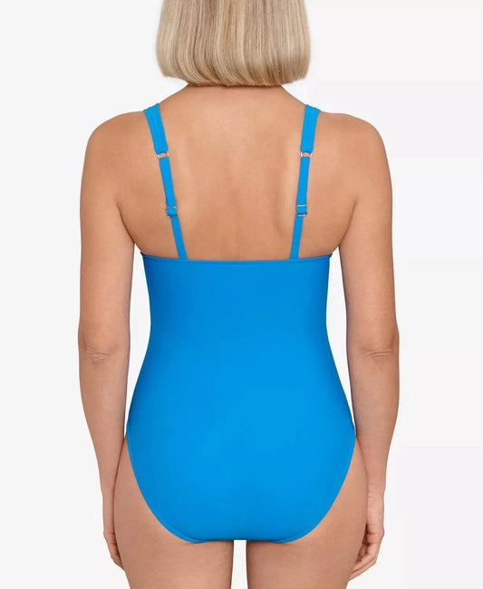 Swim Solutions Mio Plunge One Piece Swimsuit - Copen Blue