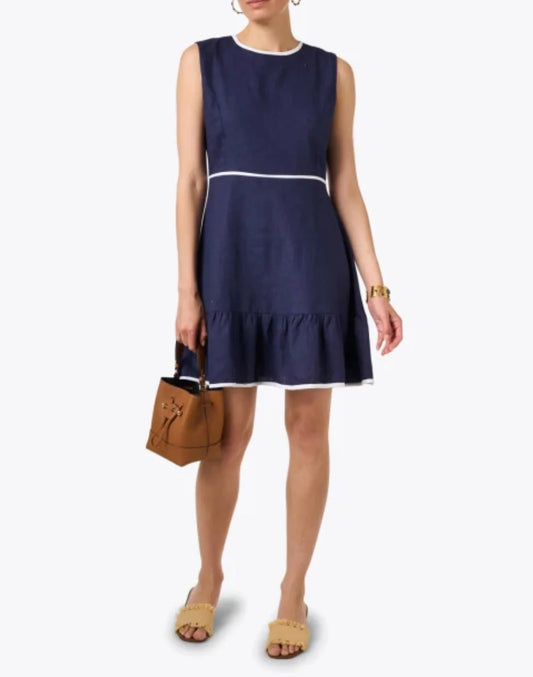 Sail To Sable Ruffle Hem Dress - Navy