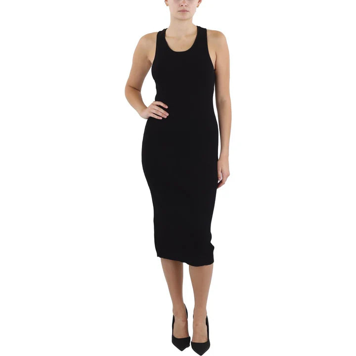 Sage The Label Ribbed Sleeveless Midi Dress - Black