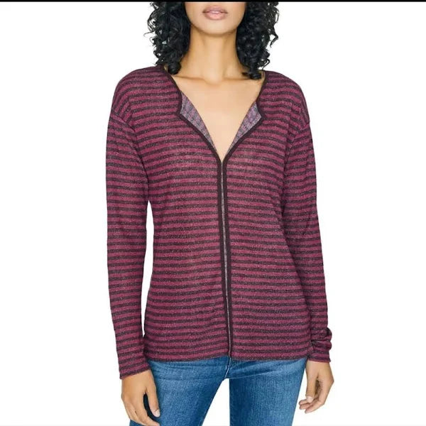 Sanctuary Elina Striped V Neck Casual Top - Red