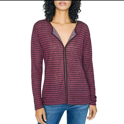 Sanctuary Elina Striped V Neck Casual Top - Red