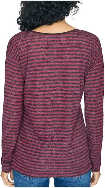 Sanctuary Elina Striped V Neck Casual Top - Red