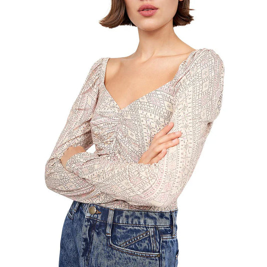 Soft Joie Serafina Ruched Blouse - Shifting Sand Multi