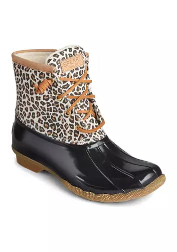 Sperry Saltwater Animal Print Duck Boot - Leopard/Black 8