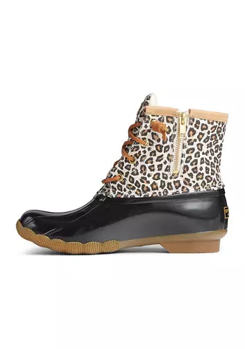 Sperry Saltwater Animal Print Duck Boot - Leopard/Black 8